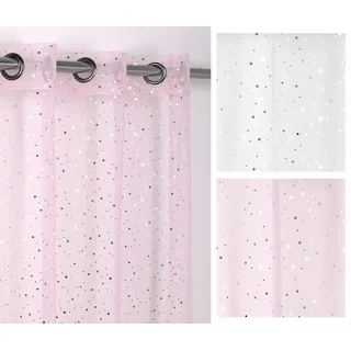 Beautex Gardine Luftiger Ösenschal mit Glitzer Sternen, Gardine mit Ösen 140x260 cm (1 St), Ösen, transparent rosa