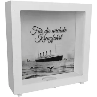 Für die nächste Kreuzfahrt Rahmen Spardose aus Holz mit Titanic-Motivum auf einen Wunsch zu sparen für Liebhaber von Titanic Kreuzfahrt Eisberg Schiff
