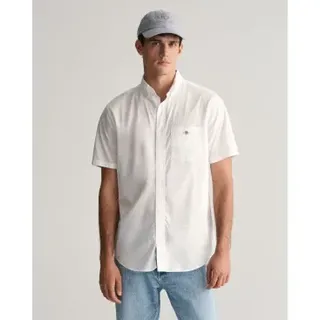 Gant für Herren. 3000101 Regular Fit Hemd aus weißer Popeline (4XL), Lässig, Baumwolle, Kurzarm