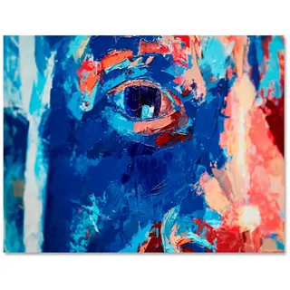 wandmotiv24 Leinwandbild Kunst, Querformat, Abstraktes Gemälde 5, Kunst & Gemälde (1 St), Wandbild, Wanddeko, Leinwandbilder in versch. Größen blau 40 cm x 30 cm x 1.8 cm