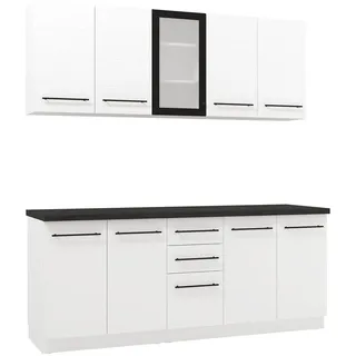 Homestyle4u Küchenzeile 200 cm Weiß
