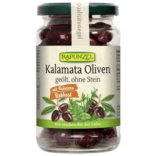 RAPUNZEL Kalamata Oliven mit Kräutern, ohne Stein geölt bio