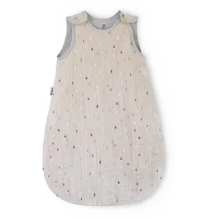 Ehrenkind® Baby Sommerschlafsack Rund Musselin | aus weicher OEKO-TEX zertifizierter Bio-Baumwolle | Sommer Baby Schlafsack Baby 1 TOG Gr. 74/80 Natur-Graue Tropfen