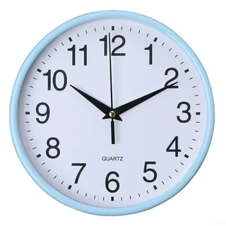 Wanduhr, 20cm Runde Wanduhr, Minimalistische, Leicht Ablesbare Lautlose Batteriebetriebene Runde Wanduhr, Dekorativ Innen Küche Büro(Blau)