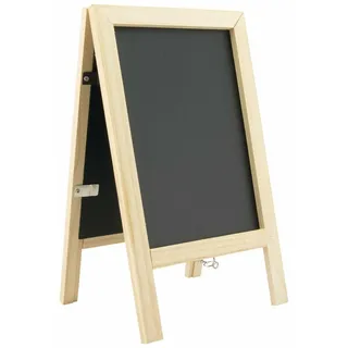 Securit SBSBMNI Mini Kundenstopper, 2 in 1 Foto- und Kreidetafel aus Naturholz, ca. 25 x 15,2 x 2 cm groß, schwarz