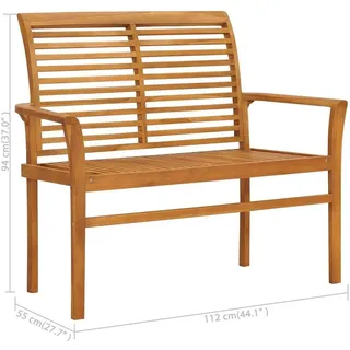 vidaXL Gartenbank Massivholz Teak 112 cm Schwarze Auflage
