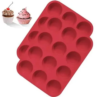 2 Stück Muffinform Silikon für 12 Muffins, Muffinblech Muffin Backform für Backen Geeignet, BPA-Freie, Antihaftbeschichtung, Leicht zu Reinigen, Sp