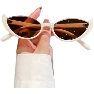 BUCROS Sonnenbrille Herren Kleine Halbrahmen Sonnenbrille Frauen Katze Augen Vintage Moderne Brillen Luxusmarke Designer Sonnenbrille-Beige