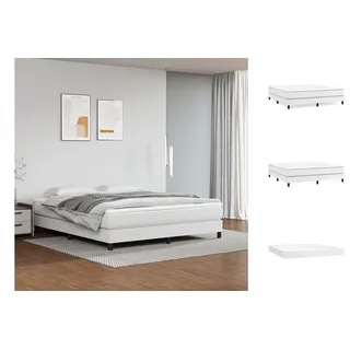 vidaXL Bettgestell Boxspringbett mit Matratze Weiß 160x200 cm Kunstleder Bett Bettgestell weiß