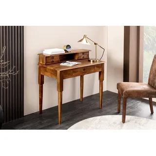 riess-ambiente Schreibtisch HEMINGWAY 90cm braun - Mango-Massivholz, mit Schubladen, honey finish, Sekretär fürs Home Office - ideal für stilvolle Arbeits- & Wohnzimmer braun