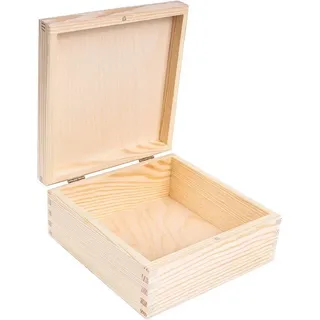 Creative Deco Quadratische Kleine Holzkiste mit Deckel 16,2 x 16,2 x 7,2 cm