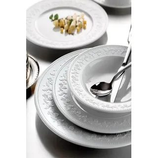 Hermia Concept, SV24Y200, Essservices, Tafelservice (24 Teile), Weiß, Porzellan, 25 x 25 x 2 cm - Weiß
