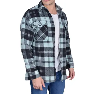 Megaman Jeans Flanellhemd Herren Holzfällerhemd Flanellhemd Kariert Freizeithemd Jacke grün XL
