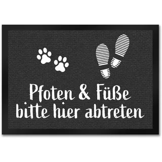 trendaffe - Pfoten und Füße Bitte Hier abtreten Fußmatte mit Abdruck Hund Hunde Pfote Tier