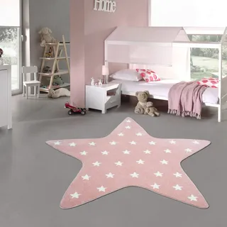Teppich-Traum Kinder Spielteppich Stern in rosa mit kleinen weißen Sternenmuster, 120 cm rund