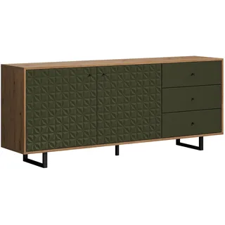 VCM trendteam smart living - Sentra Grün 183 x 40 cm - schwarze Metall Griffe und Füße
