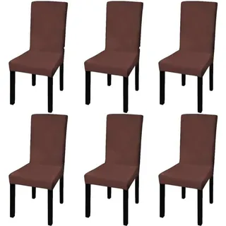 Möbel Stretch-Stuhlhussen Gerade 6 Stk. Braun - Hussen &9451 - Braun