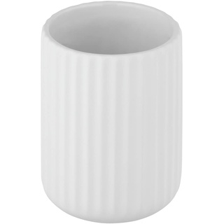 WENKO Zahnputzbecher Belluno Weiß Keramik, Zahnbürstenhalter für Zahnbürste und Zahnpasta