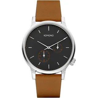 KOMONO Winston Double Subs Cigar Japanische Analoge Quarzuhr für Herren mit Lederarmband