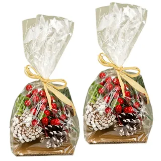 I.GE.A. Streudeko Bastelnaturmaterial Streudeko, Deko-Zapfen Eukalyptus Beeren Tanne Basteln Adventskränze 14 Teile grün|rot