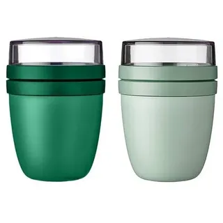 Mepal | Lunchpot Ellipse Mixed | Vivid Green + Nordic Sage | Müslibecher to go | Unterteilung für Joghurt & Müsli | 500 ml + 200 ml | Geeignet für
