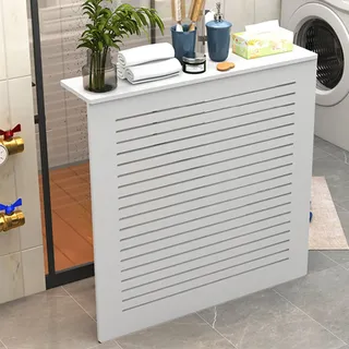 Heizkörperverkleidung Heizungsabdeckung Weiß Radiator Cover Heizungsverkleidung Holz Rauchfest Staubdicht Heizkörperabdeckung Heizung Heizkörper Abdeckung Heizkörperregal für Schlafzimmer Wohnzimmer(L