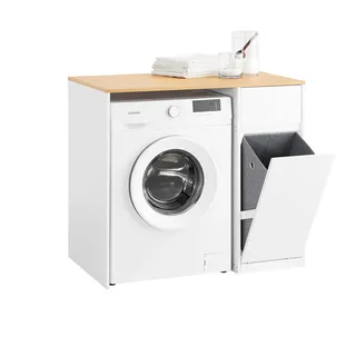 SoBuy BZR217 Waschmaschinenschrank 100 x 90 x 60 cm Weiß Holzwerkstoff