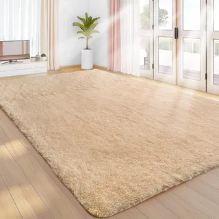 Sour Lemon Hochflor Teppich Groß, Beige Teppich Wohnzimmerteppich 200x300cm