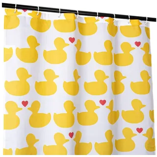 ANRO Duschvorhang FASTY Ente Anti-Schimmel Polyester Badezimmervorhang Bad-Stoff Breite 180 cm (Packung, 1-tlg., Duschvorhang inkl. Aufhängeringe), robuster Vorhang Stangenaufhängung 180x200cm Modern Gelb gelb 180 cm x 200 cm