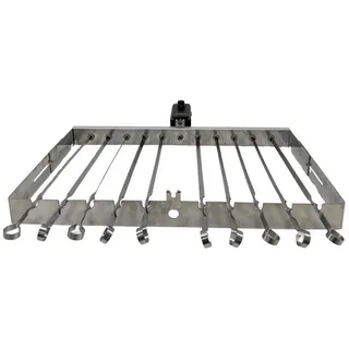 Grillpeter Drehspieß Spießdreher mit Akkumotor für Mangal Gasgrill inkl.10 Spieße 50cm (Spießdreher mit Motor) silberfarben