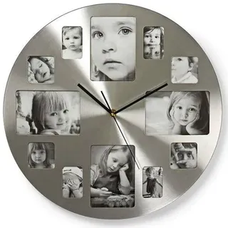 Wanduhr mit Bilderrahmen Foto Bilder Rahmen 40cm modern Küche Büro Wohnzimmer Uhr Fotouhr Fotos Geschenkidee