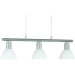 Reality Leuchten LED Pendelleuchte, Dimmfunktion, LED wechselbar, Warmweiß, Bauhaus Balken-lampe hängend über-n Esstisch Milchglas, Breite 61cm silberfarben