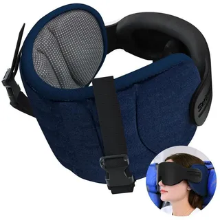 LuxusKollektion Reisekissen Reisekissen Flugzeugkissen 3D Augenmaske 360 Grau Gesprenkelt blau
