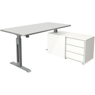 Steh-Sitz-Schreibtisch »Move 1« 160 x 102 cm mit Sideboard grau, Kerkmann, 160x123x102 cm
