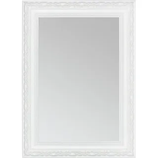 CLAMARO 'OTTO' Antik Wandspiegel 80x80 cm mit Rahmen | Weiss Matt | Shabby Chic Vintage Barock Spiegel mit Holzrahmen | Barockspiegel inkl. Metall Aufhänger und Montagematerial