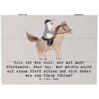 Mr. & Mrs. Panda Dekokiste 25 x 18 cm Polo Abenteuer - Grau Pastell - Geschenk, Humor, Ausdauer, (1 St), Nachhaltig und langlebig grau