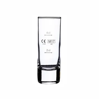 Arcoroc Islande Schnapsglas, Shotglas, Stamper, 65ml, mit Füllstrich 2cl+4cl, Glas, transparent, 12 Stück