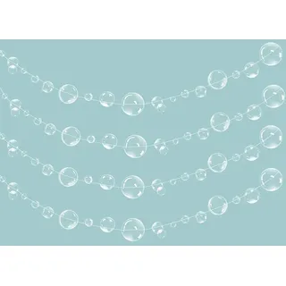 CENPEK 4 Stränge flach unter dem Meer Bubble Girlanden für kleine Meerjungfrau Party Dekorationen transparent schwimmende hängende Blasen Luftschlangen Pool Ocean Thema Party Hochzeit Dekor Weiß