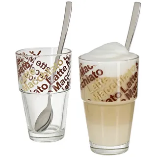 LEONARDO Solo Café Latte Becher mit Löffeln 4er Set