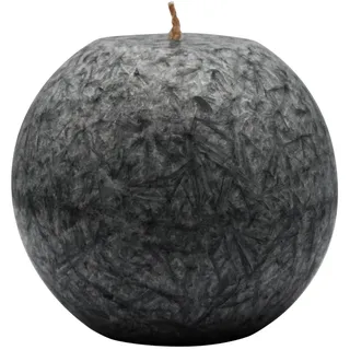 Kugelkerze aus Stearin, Anthrazit, Ø80 mm, 100% pflanzliches Wachs, KERZENFARM HAHN, Brenndauer ca. 25h