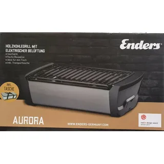 Enders AURORA Holzkohlegrill Tischgrill Grill BBQ Edelstahl raucharm , grau