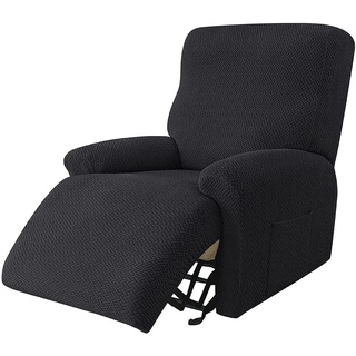 YSLLIOM Sesselbezug, Sessel-Überwürfe Sesselschoner Weich, Antirutsch Husse für Relaxsessel Komplett, Elastisch Bezug für Fernsehsessel (Schwarz)