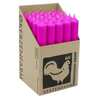 luterna Stabkerzen aus Paraffin, 180/22 mm, Neon-Pink, KERZENFARM HAHN, Brenndauer ca. 8h, 25 Stück pro Verpackung