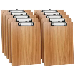 (10 Stück) Klemmbrett Holz A4,Klemmbretter mit Metalklemme und Aufhängeose