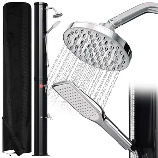 Ansobea Solardusche 40 Liter Solar Gartendusche Inkl Schutzhaube und handbrause, schwenkbarer Duschkopf um 180°, integrierte Fußdusche, max. 60°C Sommerdusche für ein erfrischendes Duscherlebnis
