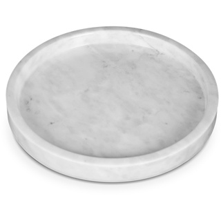 Silk Route Rundes Marmor-Tablett, Weiß, Mehrzweck-Tablett, 25 cm Durchmesser