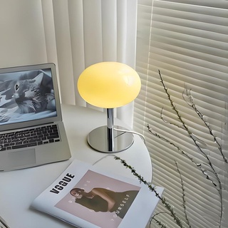 Lollipop Minimalistische Tischlampe aus Glas (beige) - LED Tischlampe Nachttischlampe - verschiedene Modi, verschiedene Farben, Retro Tischlampe