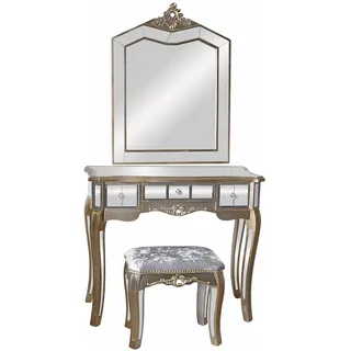 Schminktisch mit Hocker verspiegelt Frisiertisch Spiegelkonsole Vintage Wandtisch 90cm vic538 Palazzo Exklusiv