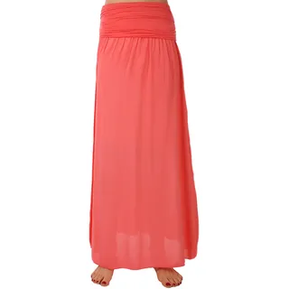 Eitex Zauberhafter Retro Maxirock Damen Sommer Rock Größe 34/36 bis Größe 48/50 verfügbar Langer Maxirock Strandrock Sommerock lang Gürtel Amber Boho Retro Maxirock (koralle2, 48/50) - 48-50