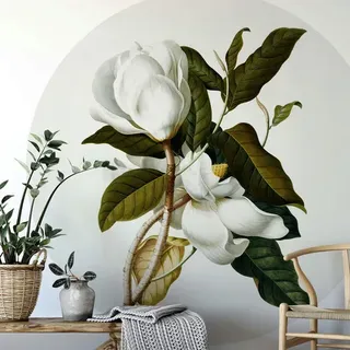 K&L Wall Art Vliestapete »Runde Vliestapete«, Ehret Botanik Magnolie Vintage, mehrfarbig, matt - bunt